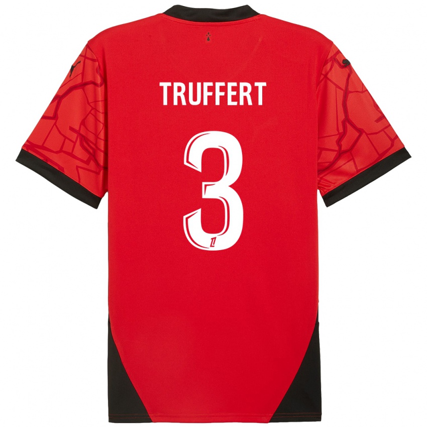 Kinder Adrien Truffert #3 Rot Schwarz Heimtrikot Trikot 2024/25 T-Shirt Österreich