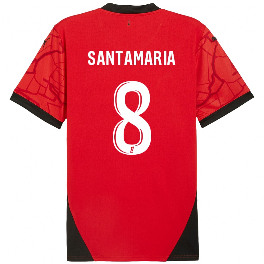 Kinder Baptiste Santamaria #8 Rot Schwarz Heimtrikot Trikot 2024/25 T-Shirt Österreich