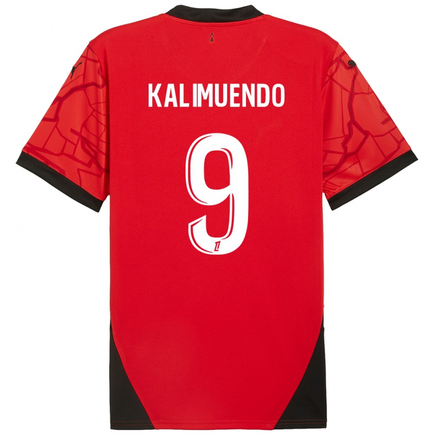 Kinder Arnaud Kalimuendo #9 Rot Schwarz Heimtrikot Trikot 2024/25 T-Shirt Österreich