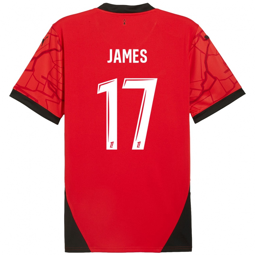 Kinder Jordan James #17 Rot Schwarz Heimtrikot Trikot 2024/25 T-Shirt Österreich