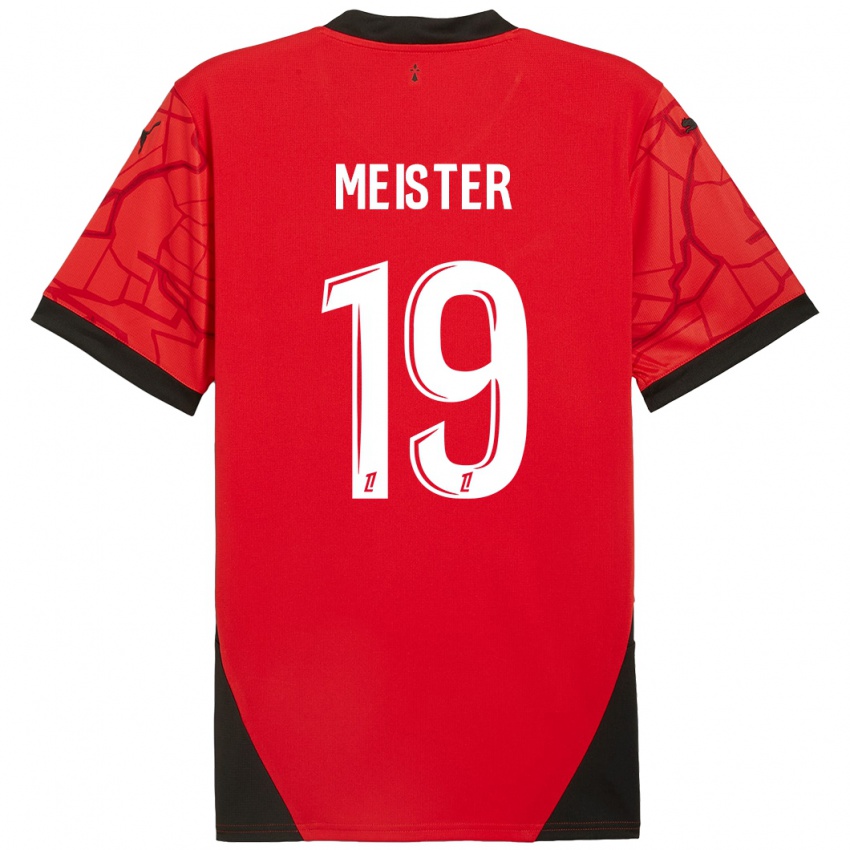 Kinder Henrik Meister #19 Rot Schwarz Heimtrikot Trikot 2024/25 T-Shirt Österreich