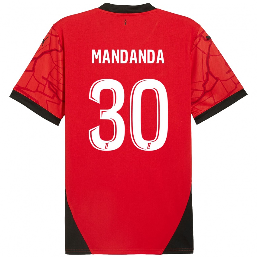 Kinder Steve Mandanda #30 Rot Schwarz Heimtrikot Trikot 2024/25 T-Shirt Österreich