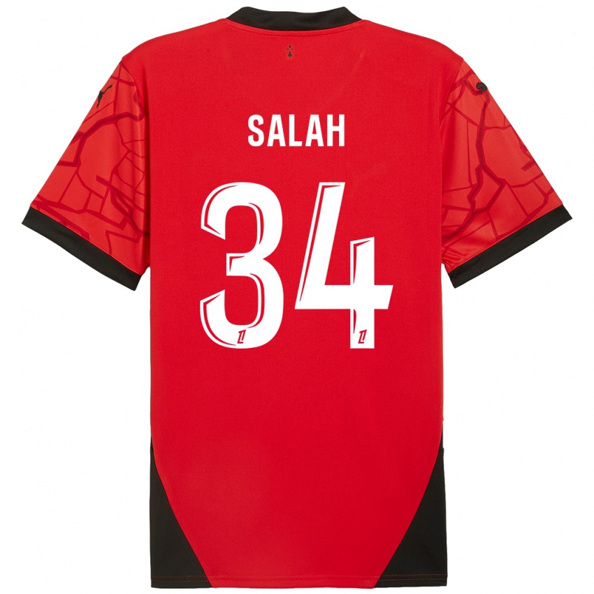 Kinder Ibrahim Salah #34 Rot Schwarz Heimtrikot Trikot 2024/25 T-Shirt Österreich