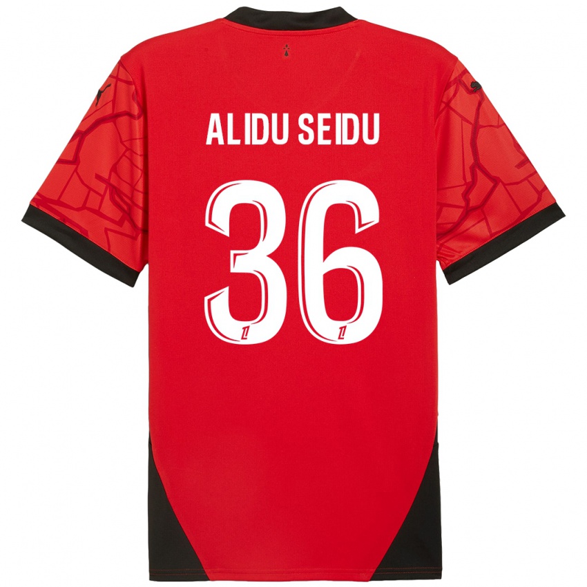 Kinder Alidu Seidu #36 Rot Schwarz Heimtrikot Trikot 2024/25 T-Shirt Österreich