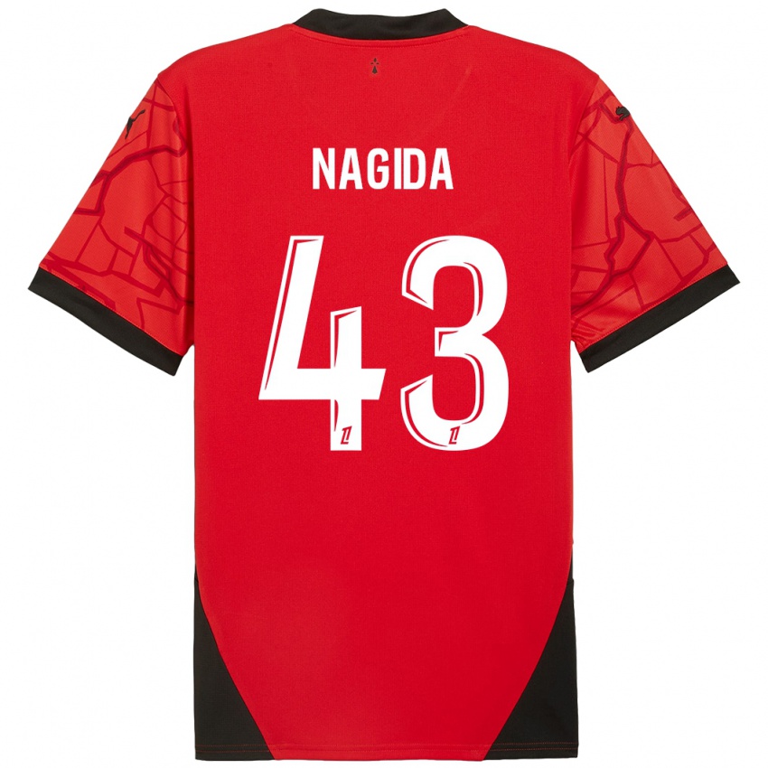 Kinder Mahamadou Nagida #43 Rot Schwarz Heimtrikot Trikot 2024/25 T-Shirt Österreich