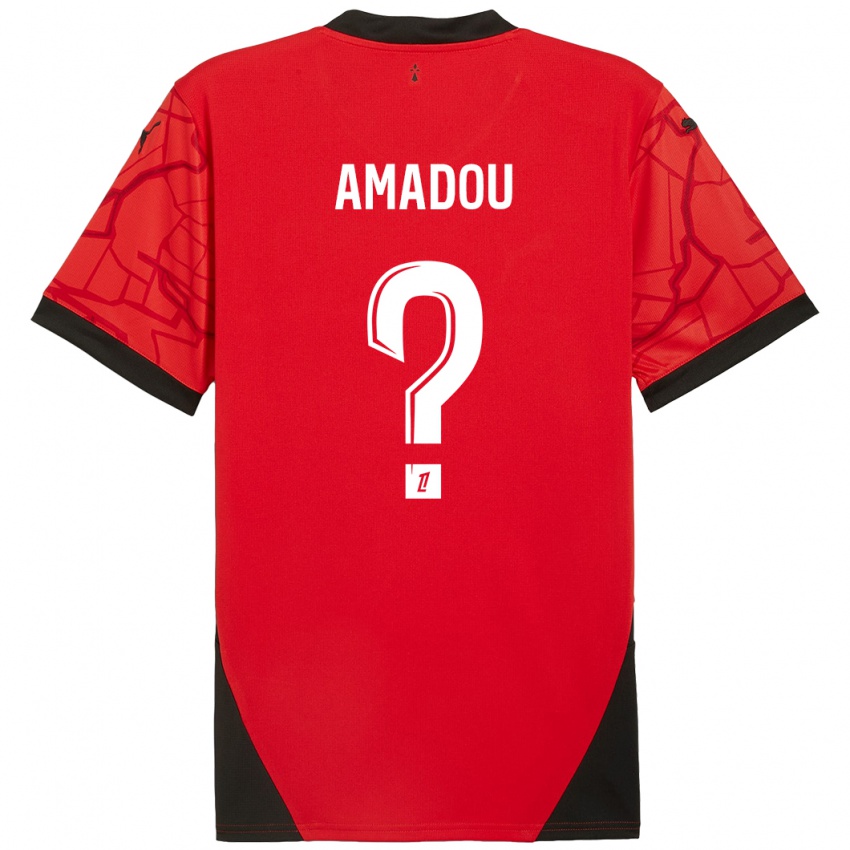 Kinder Amadou Diallo #0 Rot Schwarz Heimtrikot Trikot 2024/25 T-Shirt Österreich