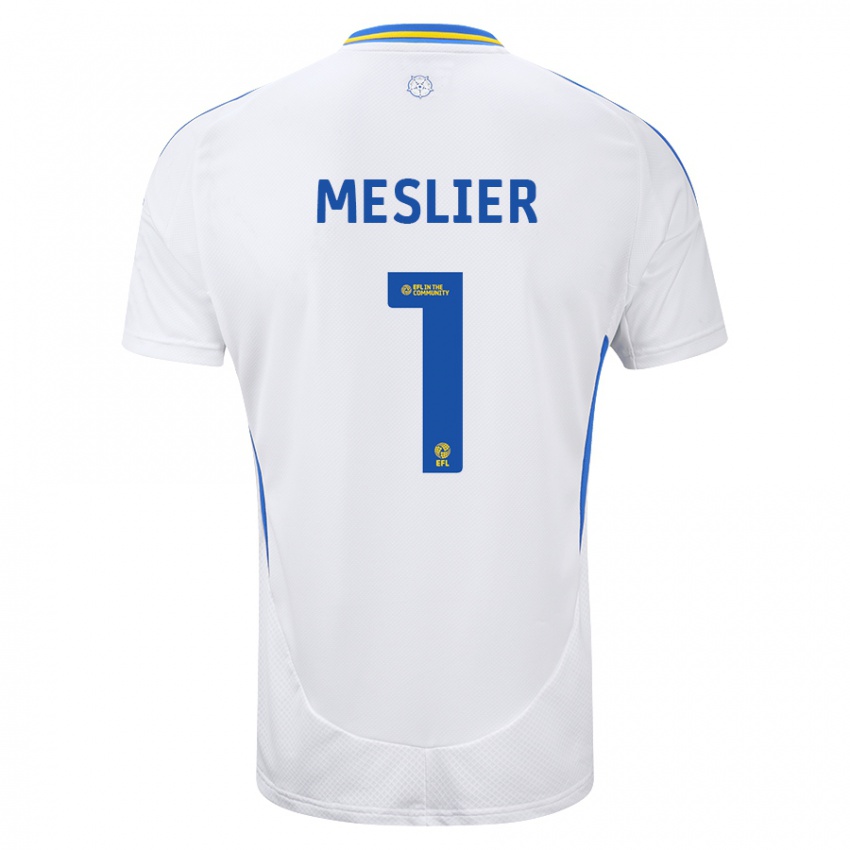 Kinder Illan Meslier #1 Weiß Blau Heimtrikot Trikot 2024/25 T-Shirt Österreich