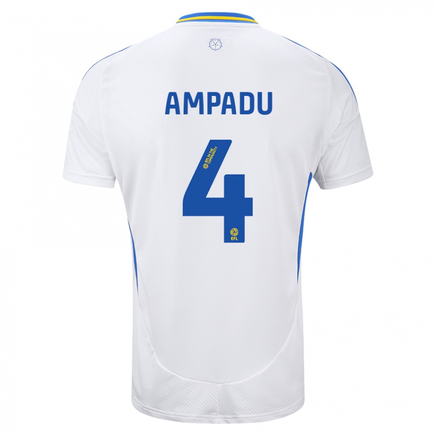 Kinder Ethan Ampadu #4 Weiß Blau Heimtrikot Trikot 2024/25 T-Shirt Österreich