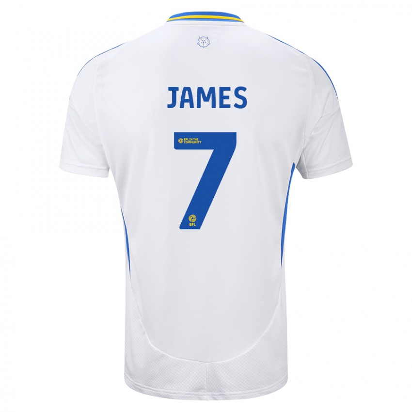 Kinder Daniel James #7 Weiß Blau Heimtrikot Trikot 2024/25 T-Shirt Österreich