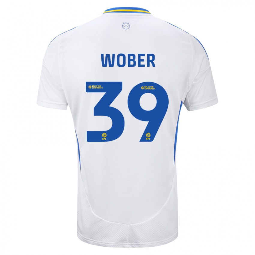 Kinder Maximilian Wöber #39 Weiß Blau Heimtrikot Trikot 2024/25 T-Shirt Österreich