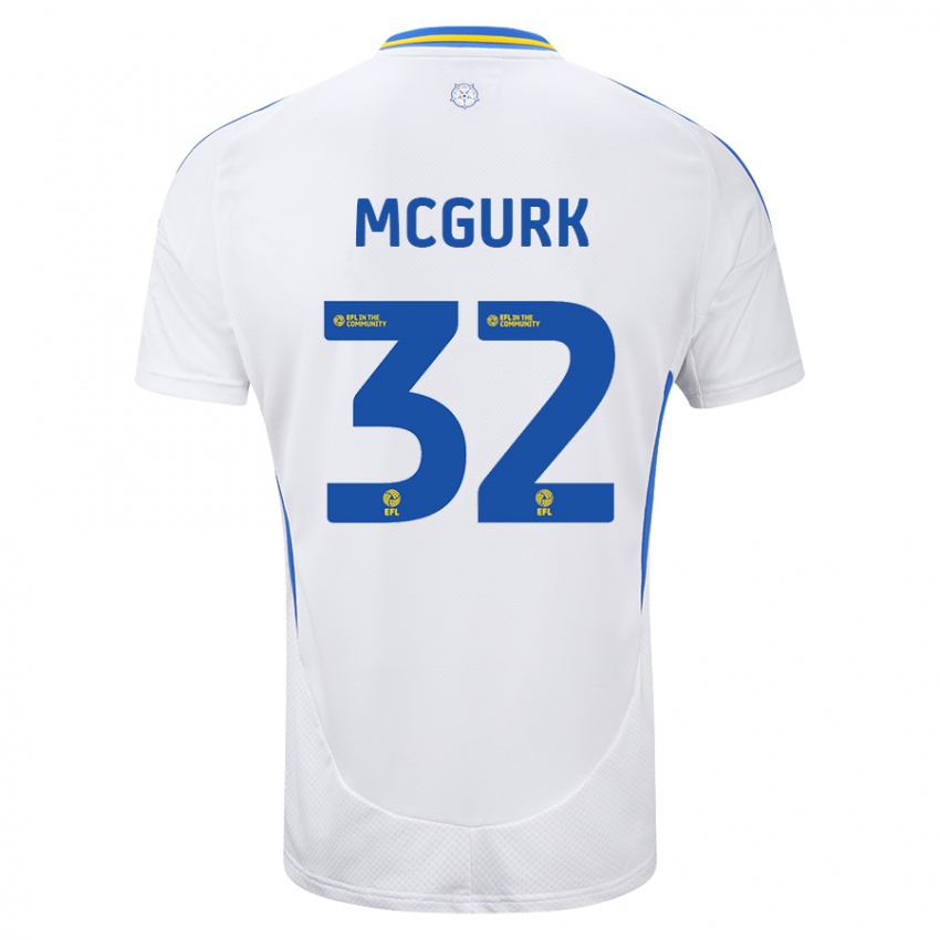 Kinder Sean Mcgurk #32 Weiß Blau Heimtrikot Trikot 2024/25 T-Shirt Österreich