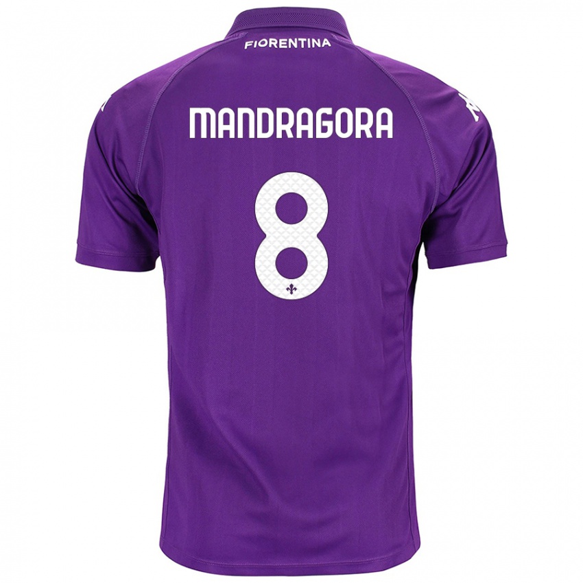 Kinder Rolando Mandragora #8 Violett Heimtrikot Trikot 2024/25 T-Shirt Österreich