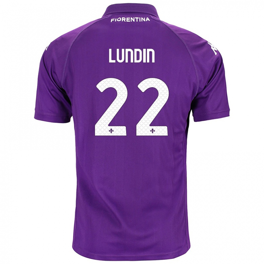 Kinder Karin Lundin #22 Violett Heimtrikot Trikot 2024/25 T-Shirt Österreich