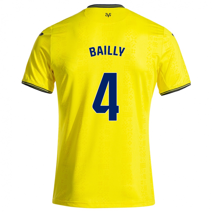 Kinder Eric Bailly #4 Gelb Schwarz Heimtrikot Trikot 2024/25 T-Shirt Österreich