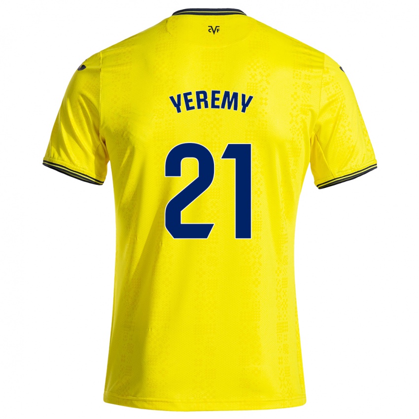 Kinder Yéremy Pino #21 Gelb Schwarz Heimtrikot Trikot 2024/25 T-Shirt Österreich