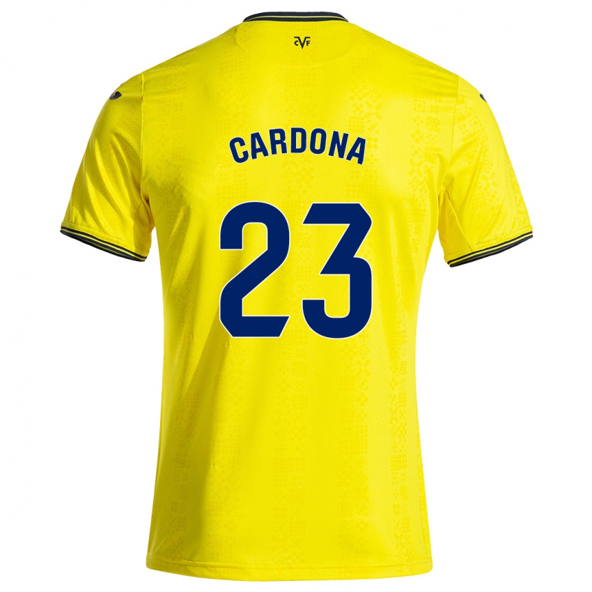 Kinder Sergi Cardona #23 Gelb Schwarz Heimtrikot Trikot 2024/25 T-Shirt Österreich