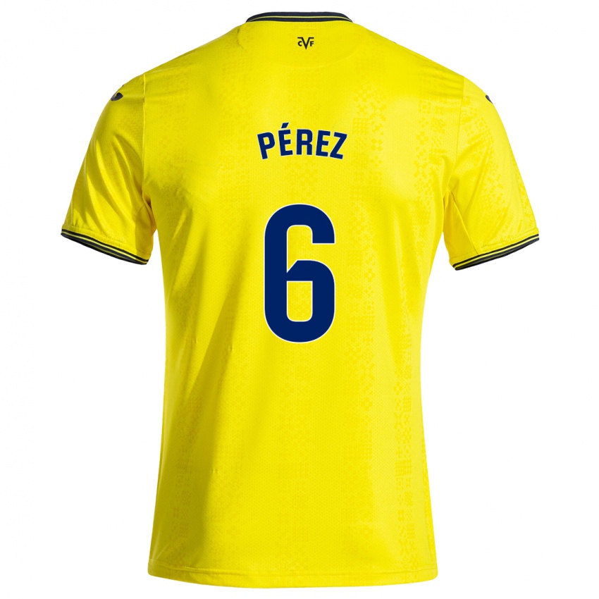 Kinder Hugo Pérez #6 Gelb Schwarz Heimtrikot Trikot 2024/25 T-Shirt Österreich