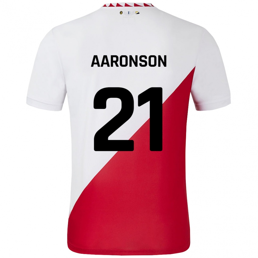 Kinder Paxten Aaronson #21 Weiß Rot Heimtrikot Trikot 2024/25 T-Shirt Österreich