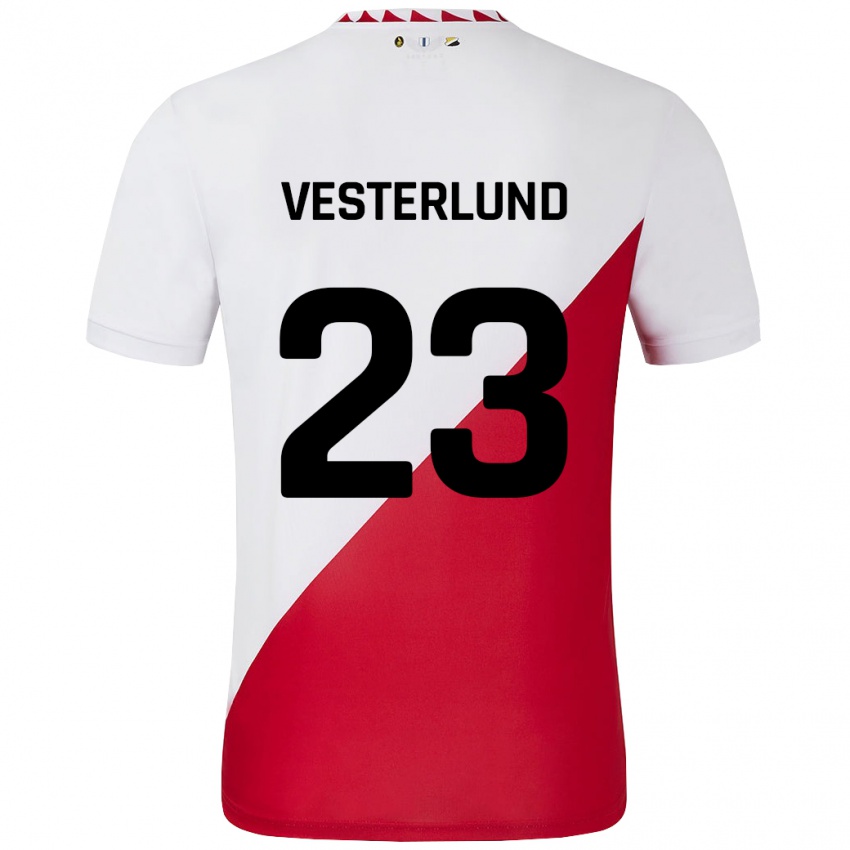 Kinder Niklas Vesterlund #23 Weiß Rot Heimtrikot Trikot 2024/25 T-Shirt Österreich