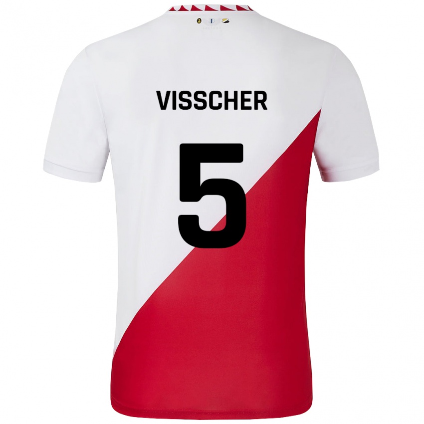 Kinder Amber Visscher #5 Weiß Rot Heimtrikot Trikot 2024/25 T-Shirt Österreich