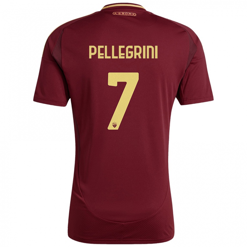 Kinder Lorenzo Pellegrini #7 Rot Braun Gold Heimtrikot Trikot 2024/25 T-Shirt Österreich