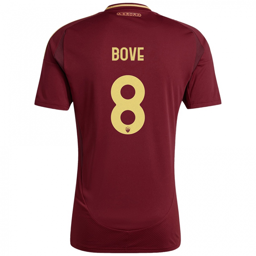 Kinder Edoardo Bove #8 Rot Braun Gold Heimtrikot Trikot 2024/25 T-Shirt Österreich