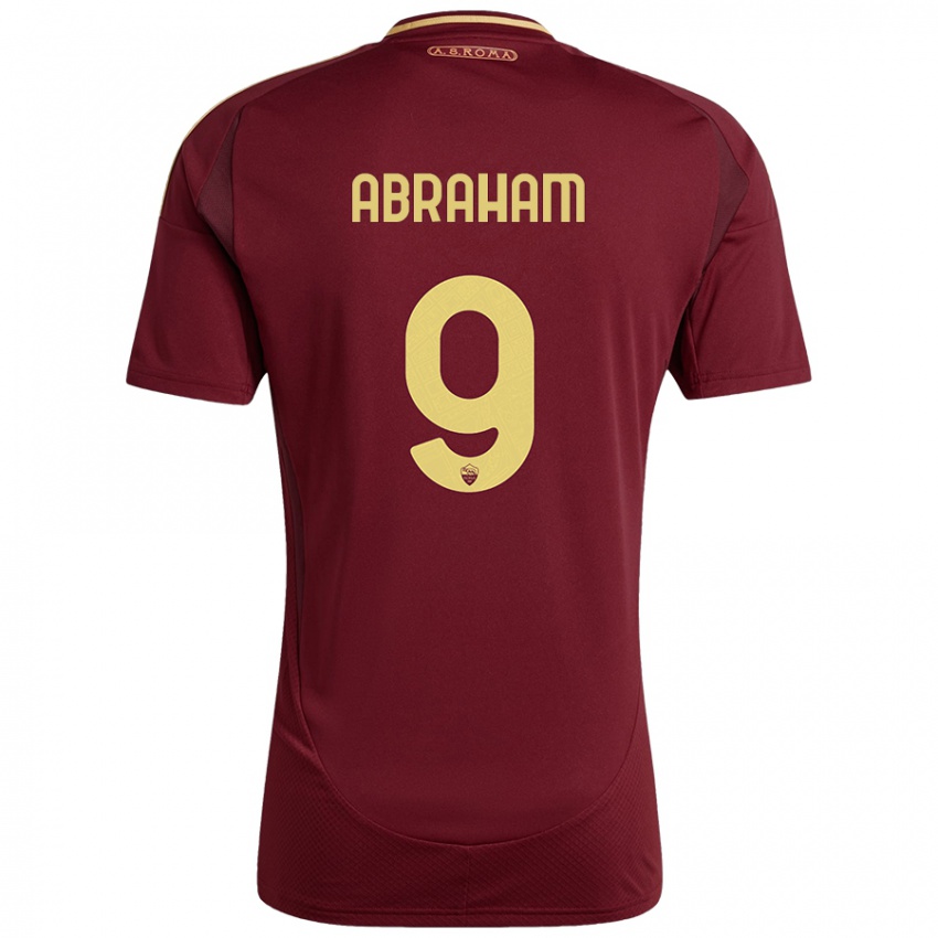 Kinder Tammy Abraham #9 Rot Braun Gold Heimtrikot Trikot 2024/25 T-Shirt Österreich