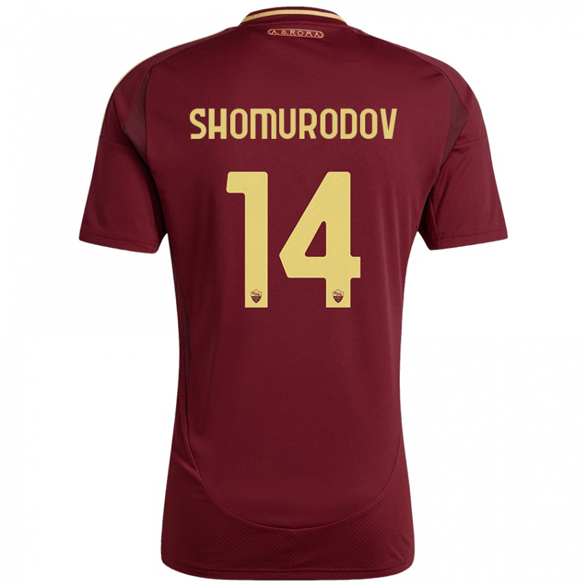 Kinder Eldor Shomurodov #14 Rot Braun Gold Heimtrikot Trikot 2024/25 T-Shirt Österreich