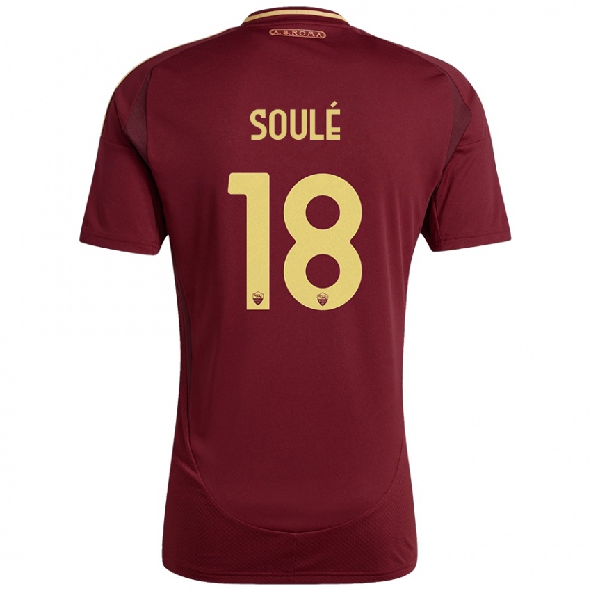 Kinder Matías Soulé #18 Rot Braun Gold Heimtrikot Trikot 2024/25 T-Shirt Österreich