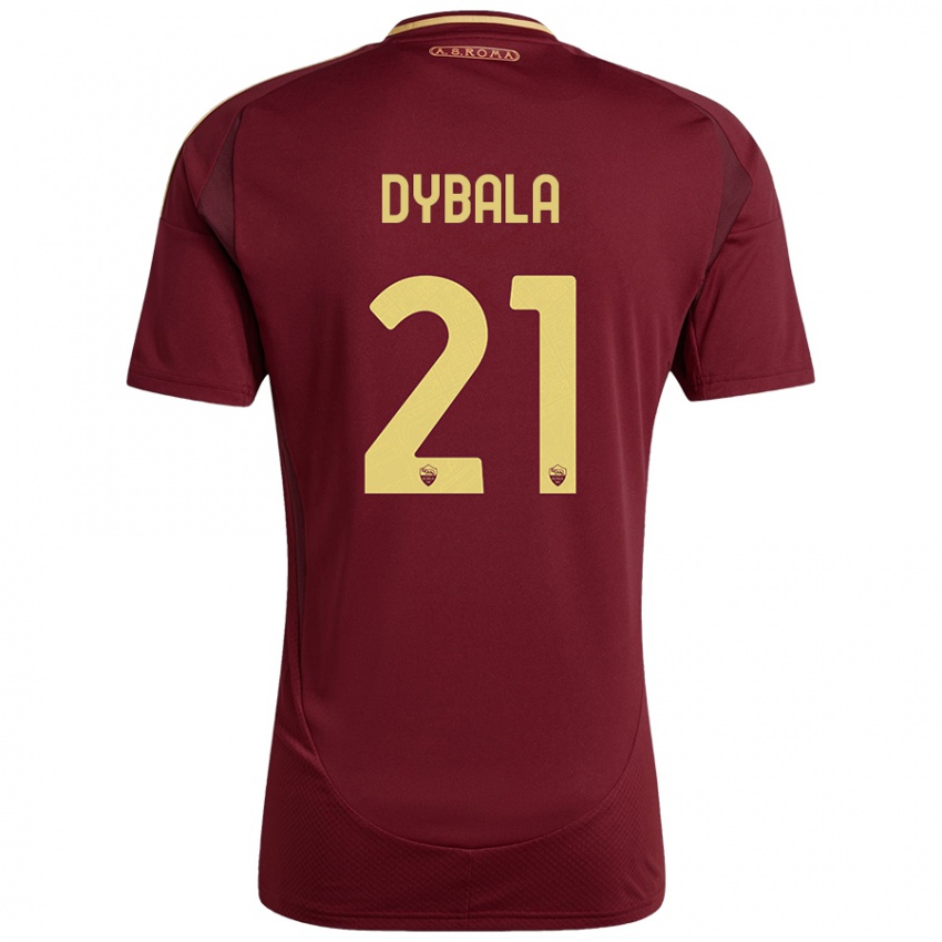 Kinder Paulo Dybala #21 Rot Braun Gold Heimtrikot Trikot 2024/25 T-Shirt Österreich