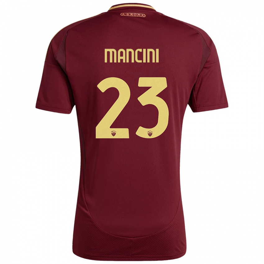 Kinder Gianluca Mancini #23 Rot Braun Gold Heimtrikot Trikot 2024/25 T-Shirt Österreich