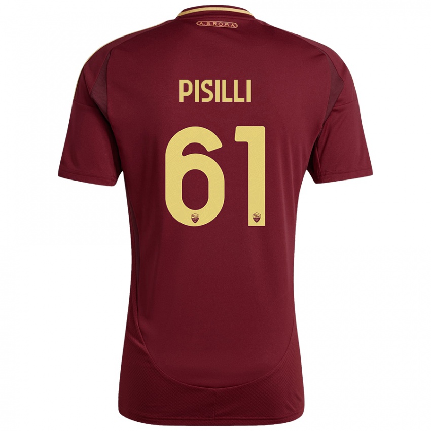 Kinder Niccolo Pisilli #61 Rot Braun Gold Heimtrikot Trikot 2024/25 T-Shirt Österreich