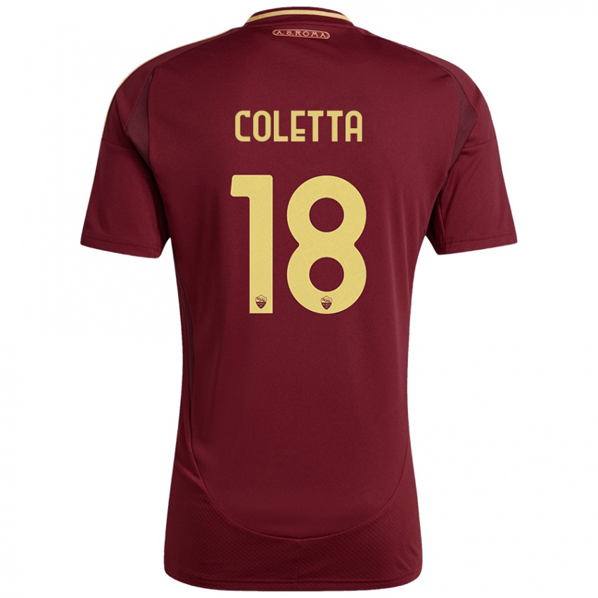 Kinder Federico Coletta #18 Rot Braun Gold Heimtrikot Trikot 2024/25 T-Shirt Österreich