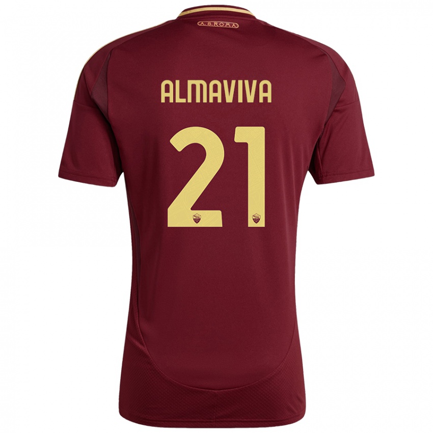 Kinder Mattia Almaviva #21 Rot Braun Gold Heimtrikot Trikot 2024/25 T-Shirt Österreich