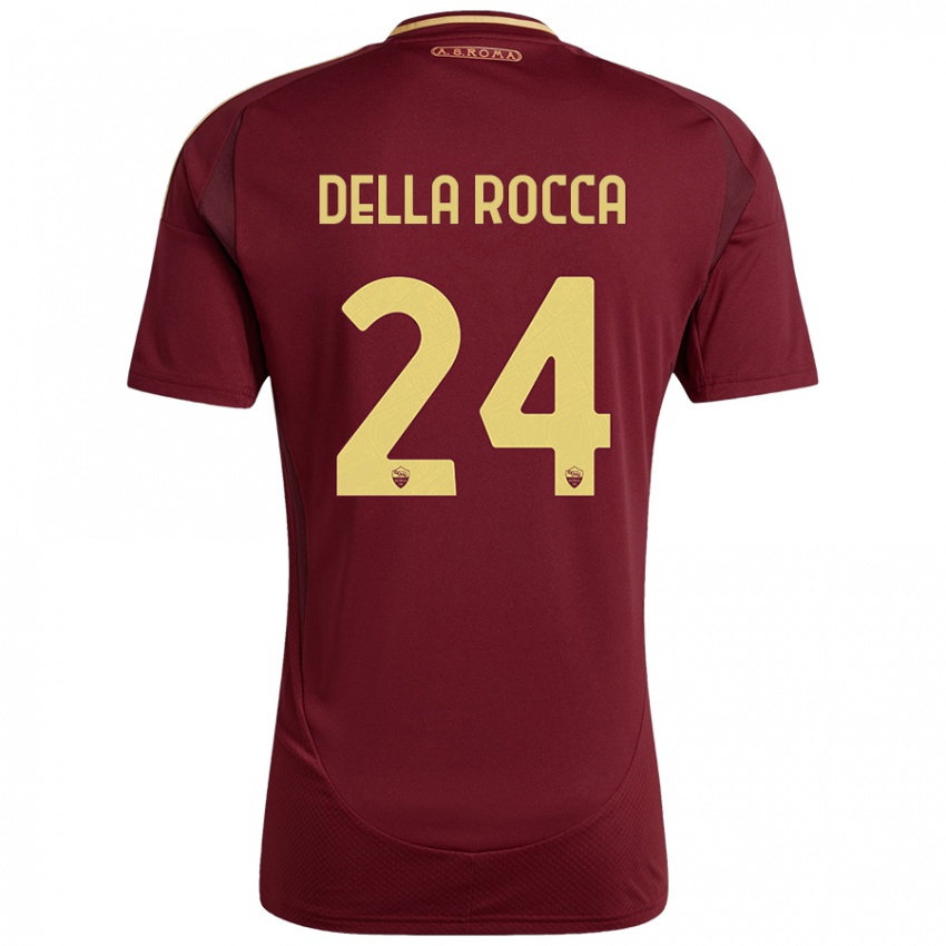 Kinder Mattia Della Rocca #24 Rot Braun Gold Heimtrikot Trikot 2024/25 T-Shirt Österreich