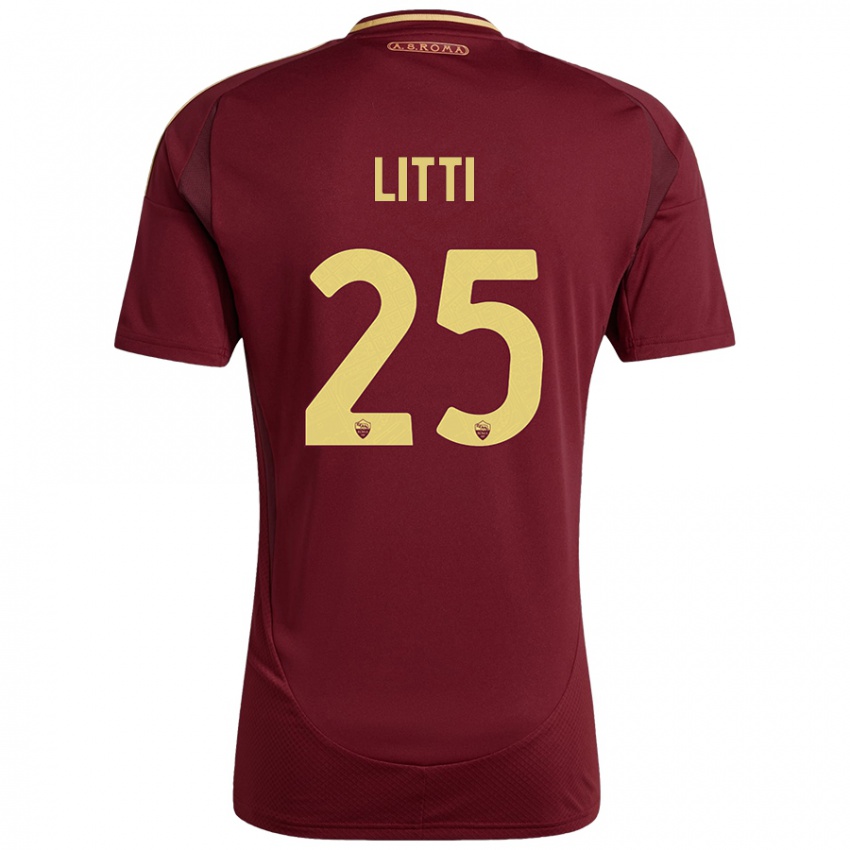 Kinder Marco Litti #25 Rot Braun Gold Heimtrikot Trikot 2024/25 T-Shirt Österreich