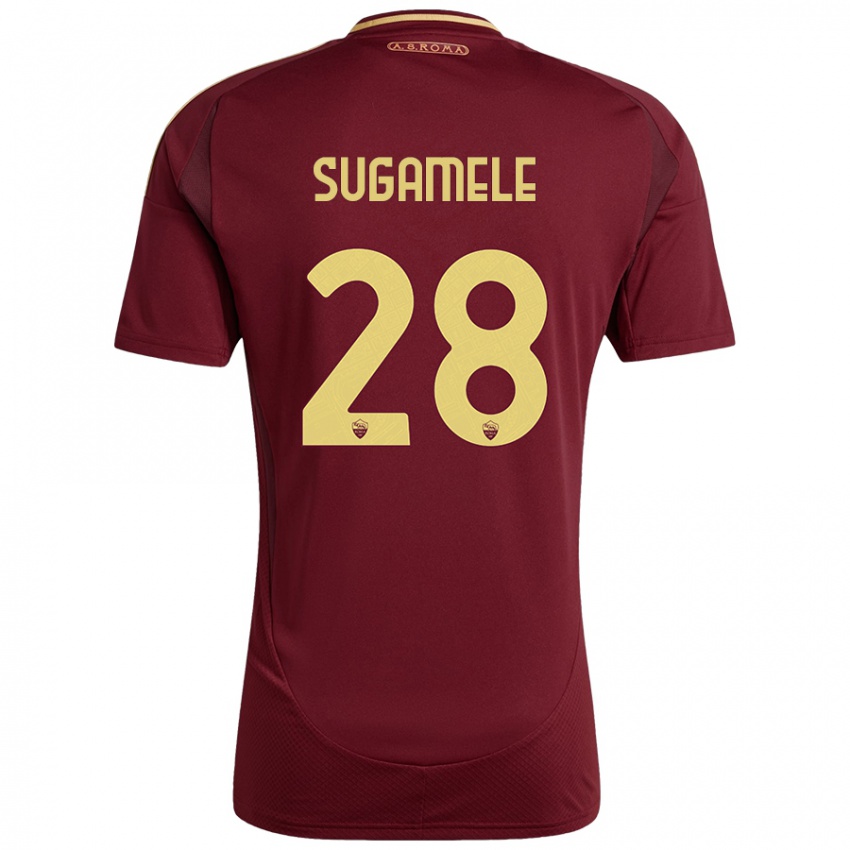 Kinder Alessandro Sugamele #28 Rot Braun Gold Heimtrikot Trikot 2024/25 T-Shirt Österreich