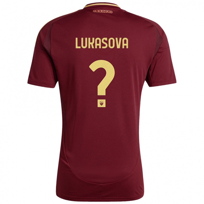 Kinder Olivie Lukášová #0 Rot Braun Gold Heimtrikot Trikot 2024/25 T-Shirt Österreich