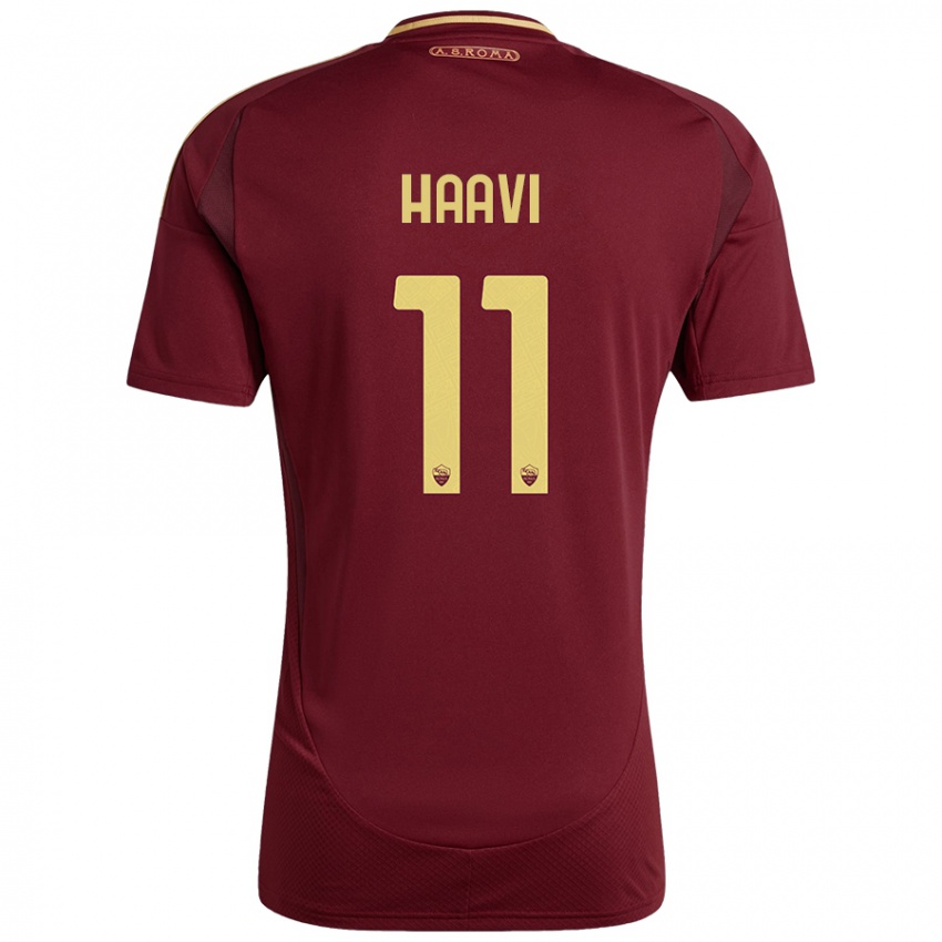 Kinder Emilie Haavi #11 Rot Braun Gold Heimtrikot Trikot 2024/25 T-Shirt Österreich