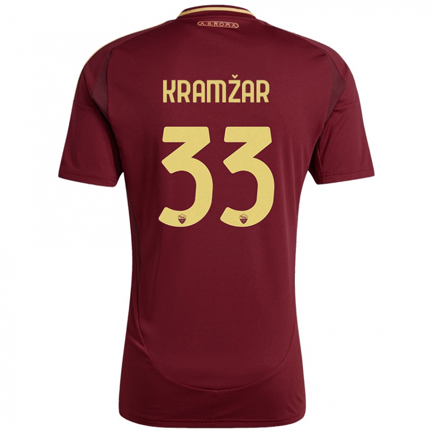 Kinder Zara Kramžar #33 Rot Braun Gold Heimtrikot Trikot 2024/25 T-Shirt Österreich