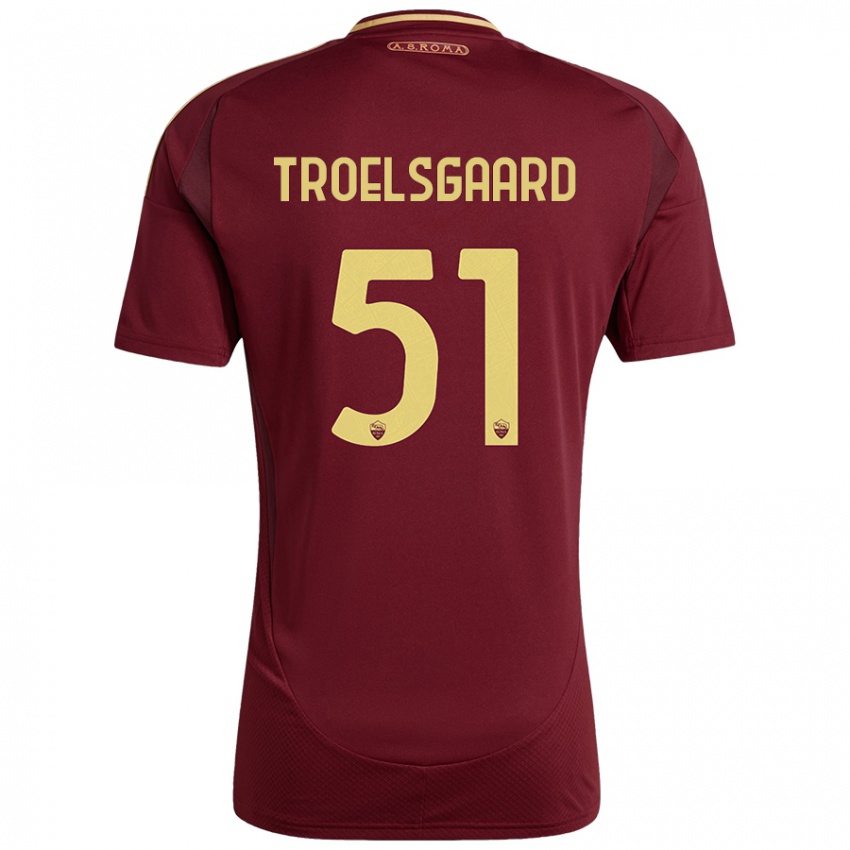 Kinder Sanne Troelsgaard #51 Rot Braun Gold Heimtrikot Trikot 2024/25 T-Shirt Österreich