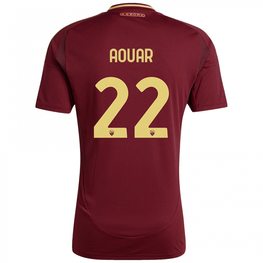 Kinder Houssem Aouar #22 Rot Braun Gold Heimtrikot Trikot 2024/25 T-Shirt Österreich