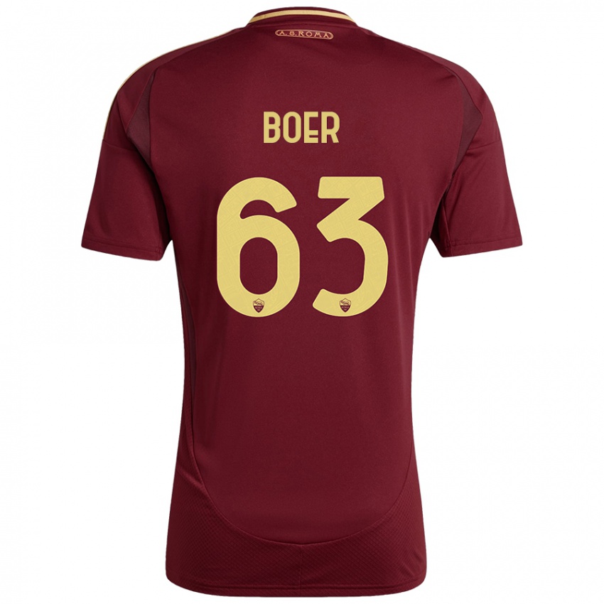 Kinder Pietro Boer #63 Rot Braun Gold Heimtrikot Trikot 2024/25 T-Shirt Österreich