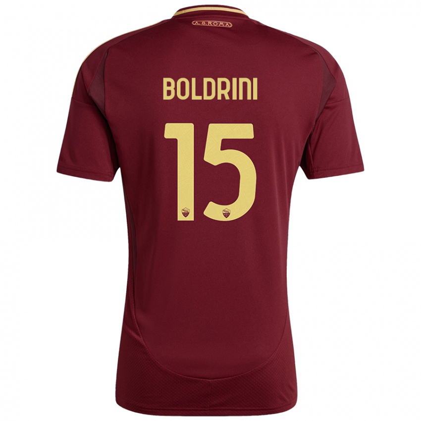 Kinder Mattia Boldrini #15 Rot Braun Gold Heimtrikot Trikot 2024/25 T-Shirt Österreich