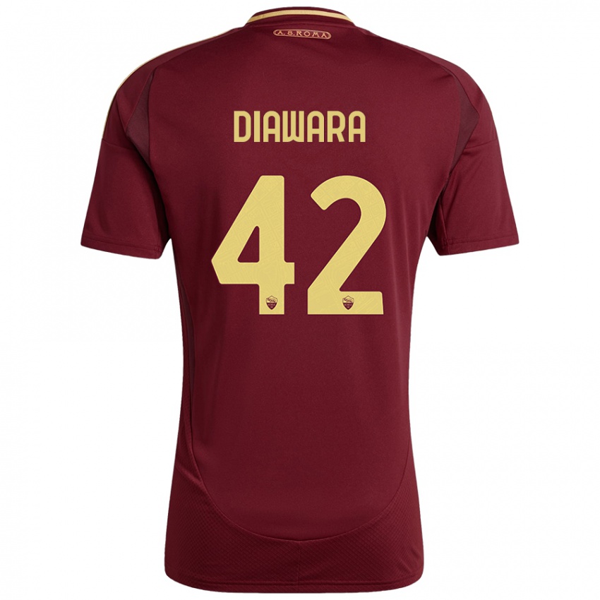 Kinder Amadou Diawara #42 Rot Braun Gold Heimtrikot Trikot 2024/25 T-Shirt Österreich