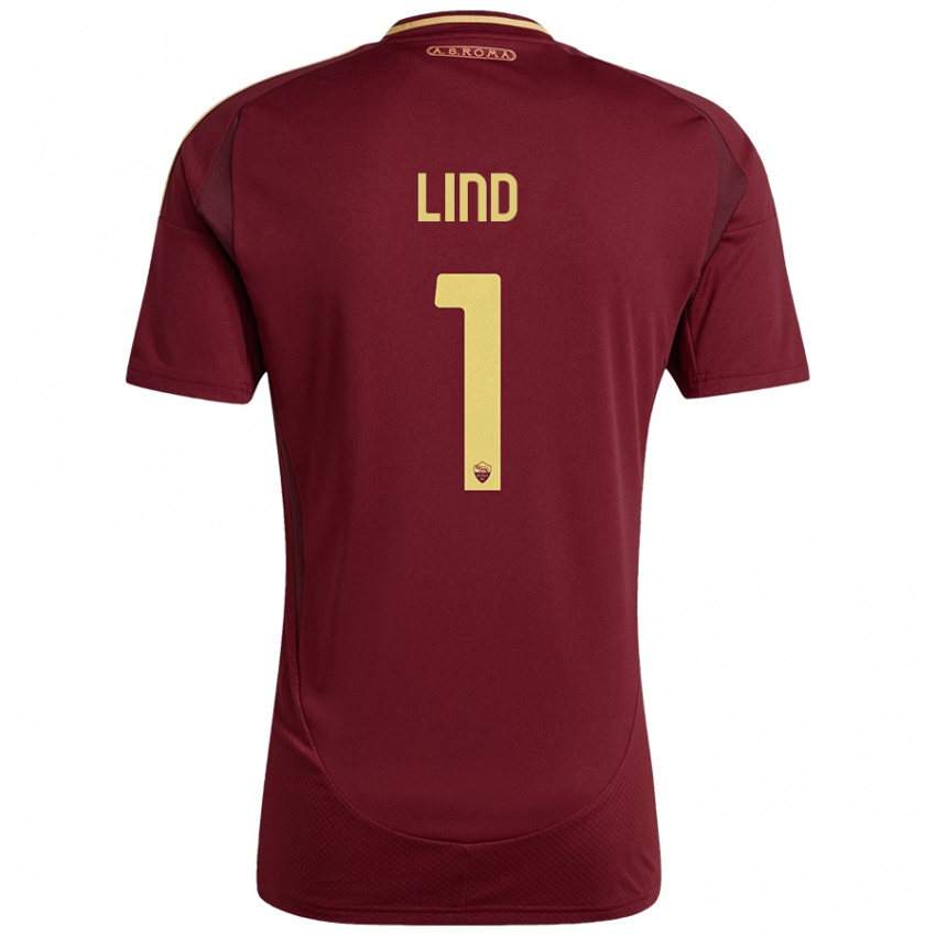 Kinder Emma Lind #1 Rot Braun Gold Heimtrikot Trikot 2024/25 T-Shirt Österreich