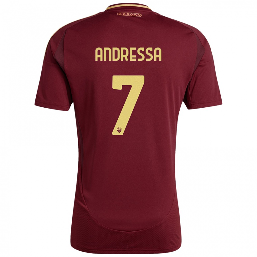 Kinder Andressa #7 Rot Braun Gold Heimtrikot Trikot 2024/25 T-Shirt Österreich