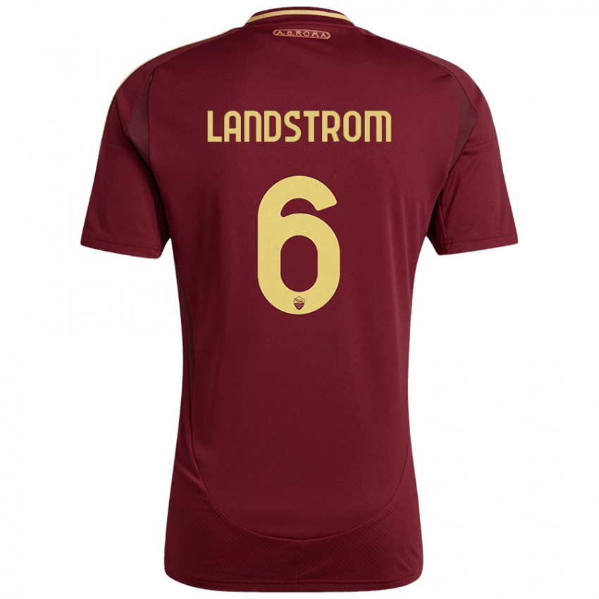 Kinder Elin Landstrom #6 Rot Braun Gold Heimtrikot Trikot 2024/25 T-Shirt Österreich