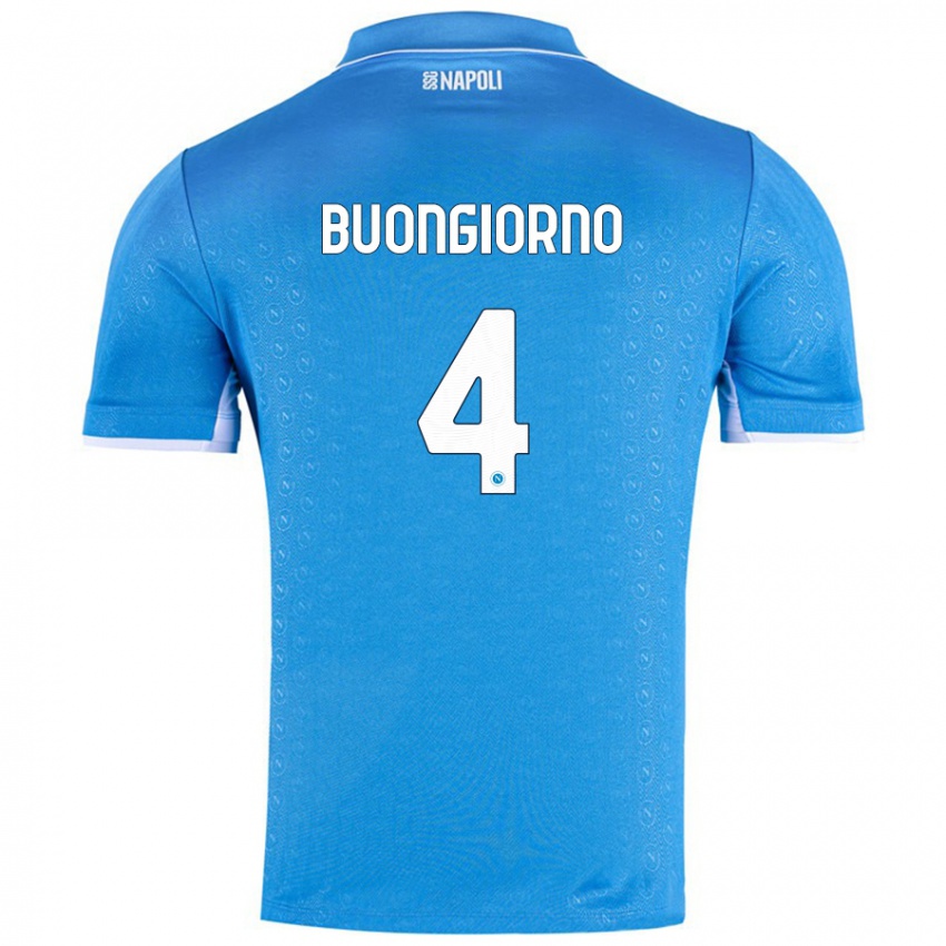 Kinder Alessandro Buongiorno #4 Himmelblau Heimtrikot Trikot 2024/25 T-Shirt Österreich