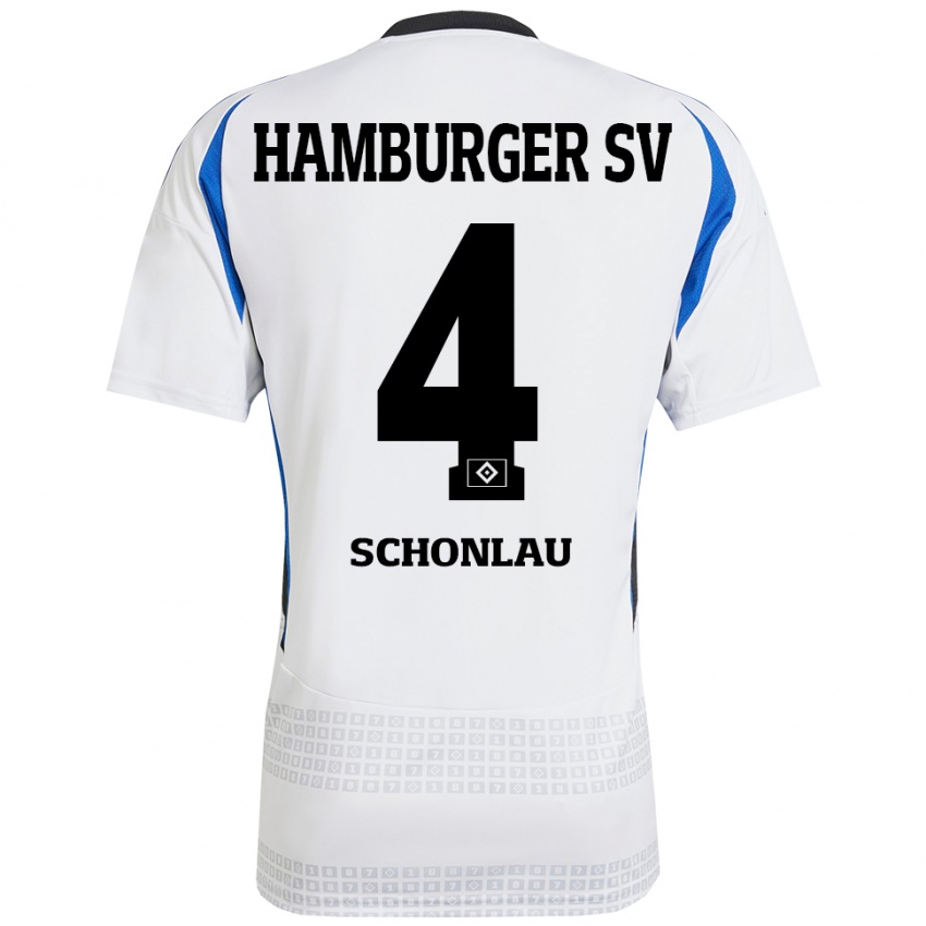 Kinder Sebastian Schonlau #4 Weiß Blau Heimtrikot Trikot 2024/25 T-Shirt Österreich